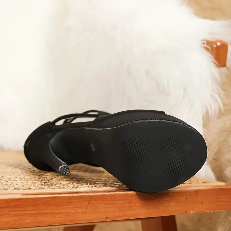 Hlieny 2025 New Women Platform Sandals High Heels Sexy Peep Toe Ankle Buckle Strap Stilettos Pumps Fashion Party Wedding Shoes