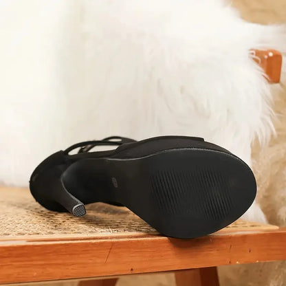 Hlieny 2025 New Women Platform Sandals High Heels Sexy Peep Toe Ankle Buckle Strap Stilettos Pumps Fashion Party Wedding Shoes