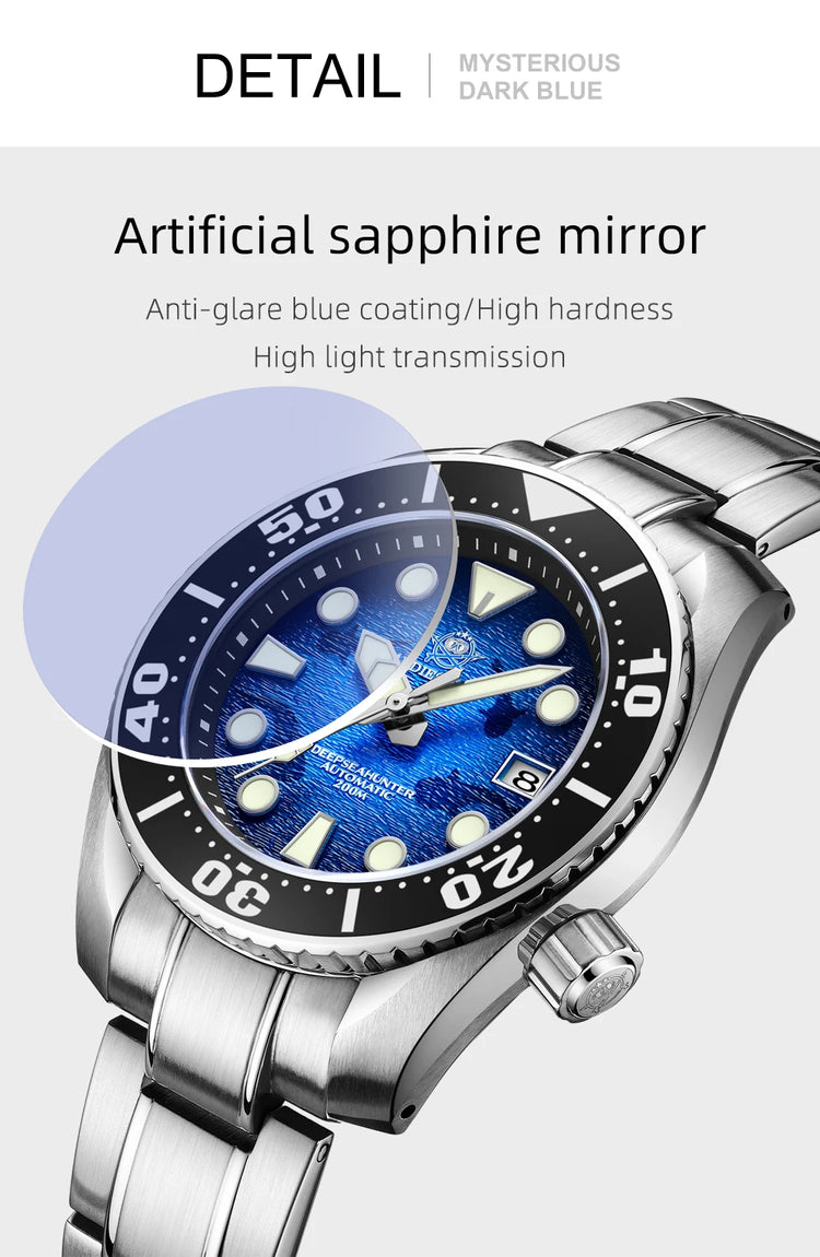 ADDIESDIVE Watches For Men Sapphire Luxury NH35 Mechanical Wristwatch 200m Waterproof Ceramic Bezel BGW9 Luminous Diving Watch