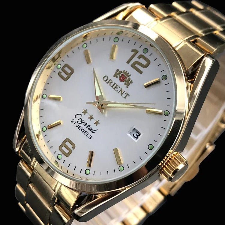 Orient Double Lion Classic Watch Series Orologio da uomo con cinturino in acciaio inossidabile Tourbillon meccanico automatico multifunzione di lusso platinumshop