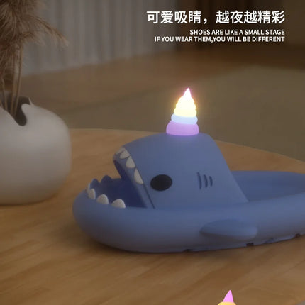 Cute Shark Slippers for Women & Men Summer Platform Night Glow-in-the-Dark Indoor Beach Slides Home Street Wear DIY Accessory