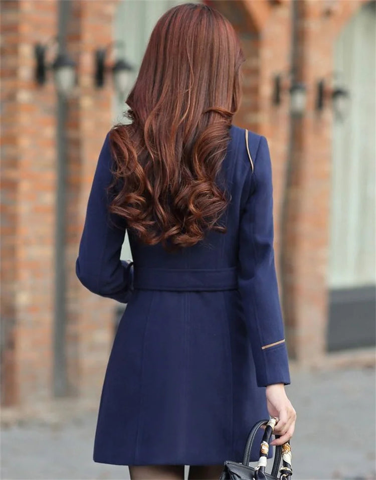 2023 New Korean Winter Woman Wool Coat Long Warm Female Woolen Coat Female Autumn Fashion Double-Breasted Jacket Outerwear