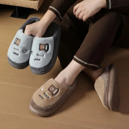 Thicken Warm Long Plush Slippers for Women Winter 2026 Chunky Platform Fluffy Furry Fur Slippers Couple Plus Size Indoor Shoes