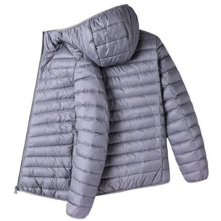 Men Lightweight Down Jacket Hooded Zip Up Olive Green Puffer Coat Male Warm Thin Quilted Outerwear For Autumn Winter