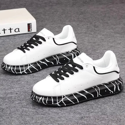 Brand men's shoes, fashionable and versatile couple's sneakers, breathable sports and leisure thick-soled women's white shoes