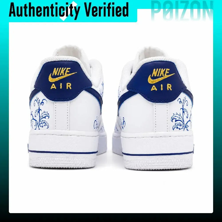 Nike Air Force 1 Skate Shoes Men's Low-top Blue/Gold/White CW2288-111（Team1529-）