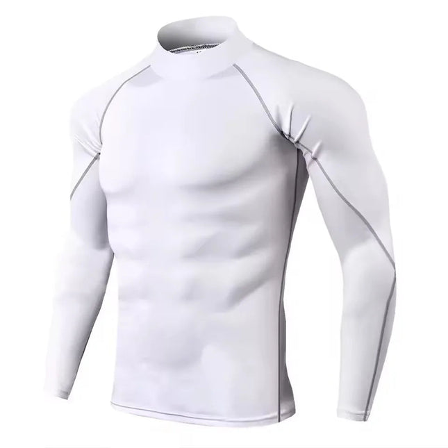 Men Compression Long Sleeve T Shirt Sportswear Male Skinny Tshirt Elastic Track Tracksuit Clothing Gyms Fitness T-shirt For Men PlatiNum