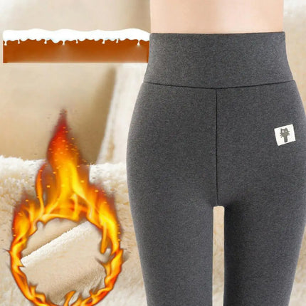 Women Leggings Fashion Wool Fleece Trousers High Waist Women Leggings Winter Thicken Leggings Cashmere Lambskin Warm Pants PlatiNum