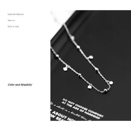 925 Sterling Silver Neck Chain Tassels Round Necklaces Women Jewelry Exquisite Elegant Aesthetic Charms Accessories Argent 925 PlatiNum
