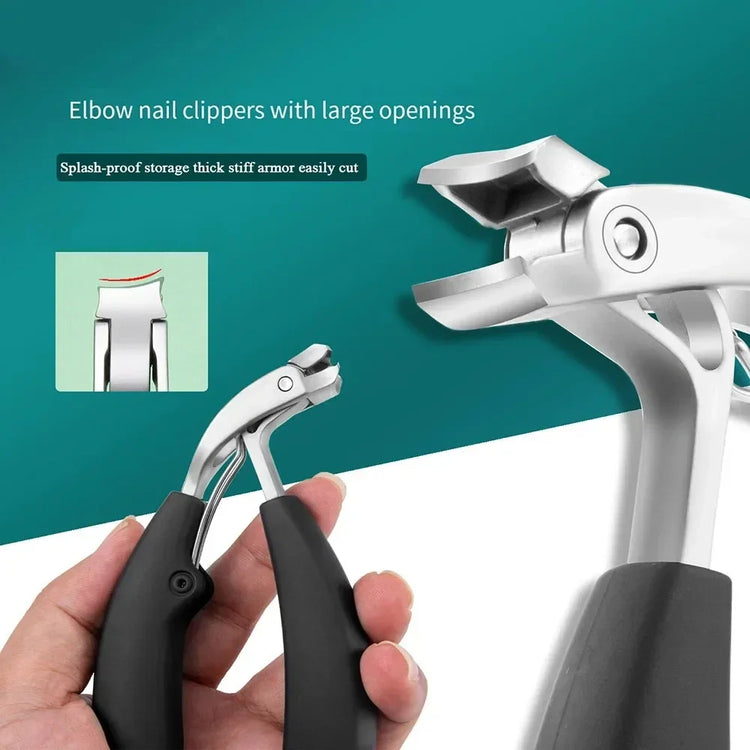 Heavy‑Duty Nail Clippers with Wide Jaw Opening, Inclined Arc Blade Nail Cutter for Thick Hard Fingernails & Toenails, Household Manicure Pedicure Tool
