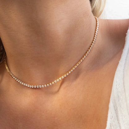 Collana girocollo sexy con zirconi cubici di lusso Collana con catena da tennis ghiacciata per donna Accessori per collo corto hiphop in cristallo Gioielli da sposa