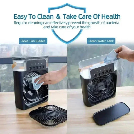 Nuovo Ventilatore 3 in 1 con Condizionatore d'Aria, Mini Raffrescatore Domestico, Luce Notturna LED, Umidificatore Portatile, Ventilatore Regolabile per Ufficio e Casa