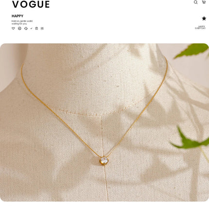 Yhpup Korean Chic Stainless Steel Shiny Cubic Zirconia Cast Delicate Necklace Pendant for Women Daily Waterproof Basic Jewelry PlatiNum
