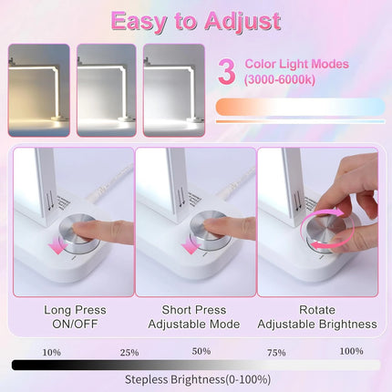 34' Nails Tech Light with Phone Stand 3000K-6000K Color Temperature Led Desk Lamp for Nail, Tattoos, Eyebrows, Beauty Diamond