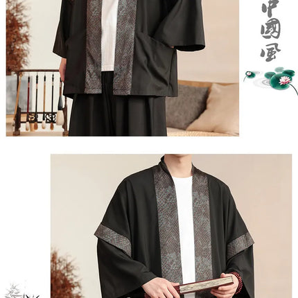 Camicia Samurai Giapponese per Uomo, Stile Sumo, Casual Oversize, Kimono Tradizionale con Stampa Vintage