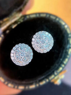 925 Sterling Silver Crystal Stud Earrings for Women Fashion Round Zircon Flower Earrings Jewelry Gif