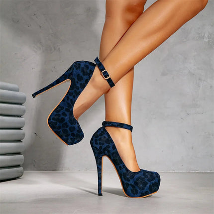 Big Size 36-47 Soft Flock Office Shoes Women Pumps 2026 Buckle Round Toe Super High Heels 14.5CM Sexy Platform Party Shoes Woman PlatiNum