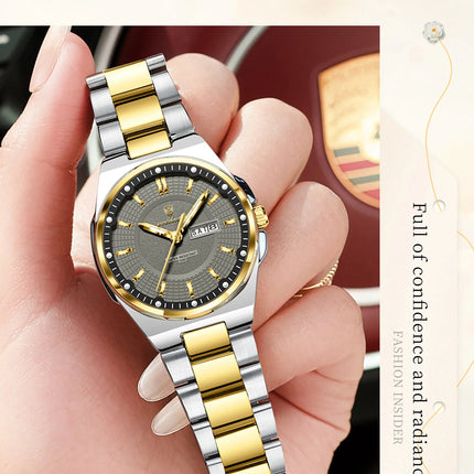 Orologio da Donna POEDAGAR Elegante con Data e Giorno della Settimana, Movimento al Quarzo, Acciaio Inossidabile, Luminoso e Impermeabile platinumshop