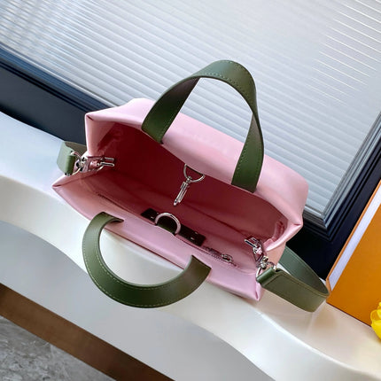 Borsa Mini Tote in Pelle Rosa Geometrica Pieghevole, Borsa di Lusso Multiuso