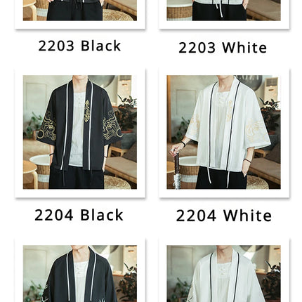 Japan Samurai Shirt uomo ricamato Kimono giapponese manica corta Cardigan uomo estate sottile moda Casual Yukata Cardigan Top uomo