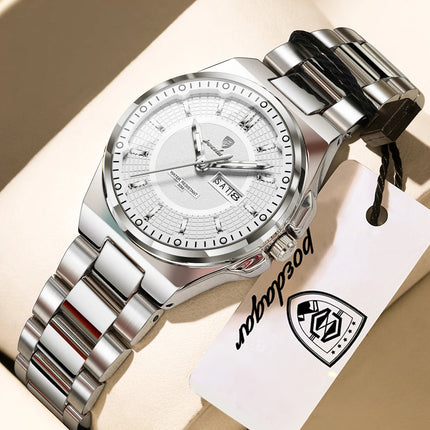 Orologio da Donna POEDAGAR Elegante con Data e Giorno della Settimana, Movimento al Quarzo, Acciaio Inossidabile, Luminoso e Impermeabile platinumshop
