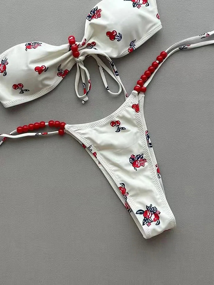 Micro Bikini 2026 Costume da Bagno Donna Nuova Stampa Bikini Halter Set Brasiliano Biquini Femminile Perizoma Abbigliamento da Spiaggia per Feste