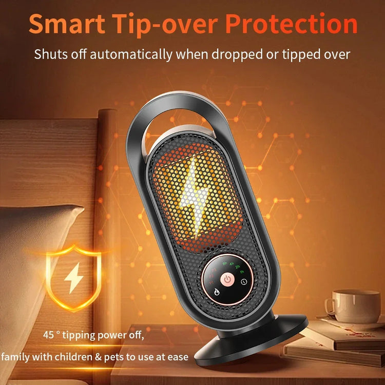 Portable Heater Mini Electric Heater Room Space Heater Warm Heating Hot Fans Desktop Tilting Power-Off Office Mute Heater 1000W