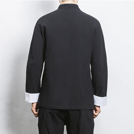 Nuovo gru ricamo top abbigliamento tradizionale cinese per uomo camicie vintage in lino a mezza manica colletto Madarin solido Hanfu Kungfu