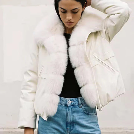 ZADORIN 2026 Detachable Faux Fur Collar Short Parka Winter Jackets Women Elegant Loose Cotton Padded Outerwear Warm Women Coats