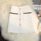 Women's Mid-Length/Short White Black Tweed High-Waist Woolen A-Line Autumn Winter Fragrant Silk Skirt PlatiNum