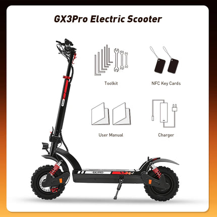 Monopattino elettrico iScooter GX3Pro 1500W 50km/h, potente monopattino a batteria 48V 17.5Ah, pneumatici antiscivolo da 11 pollici per fuoristrada, autonomia massima 60km.
