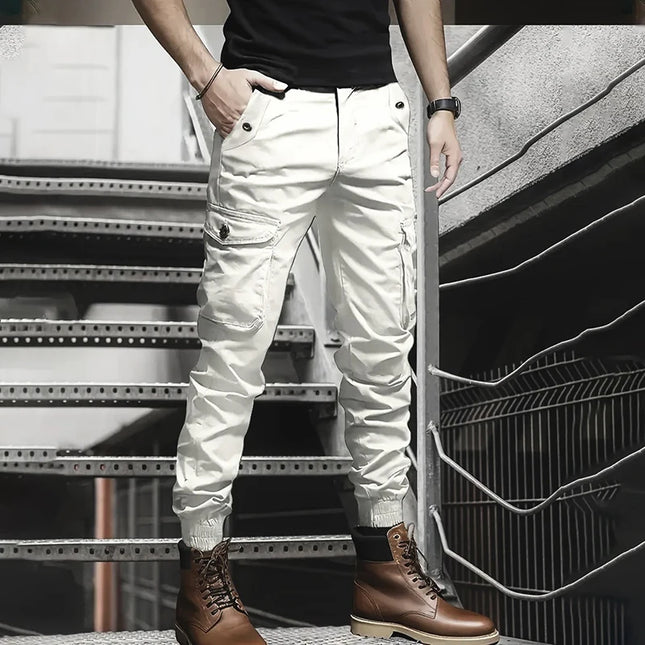 Slim Cargo Pants Men Casual Work Trousers Multi-pocket Wear-Resistant Outdoor Sports Pants Summer Autumn Lightweight Sportswear