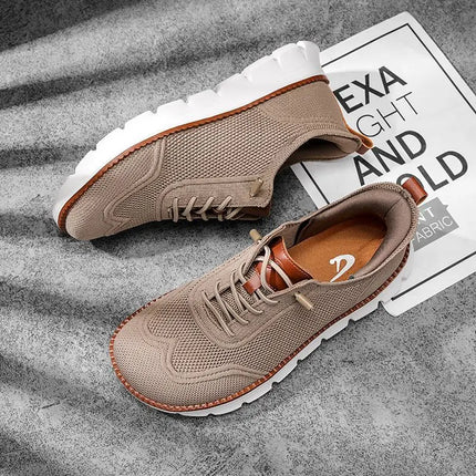 Scarpe casual estive da uomo a punta larga, taglie grandi, con suola morbida e funzione antiscivolo, traspiranti in tessuto Fly-Weave