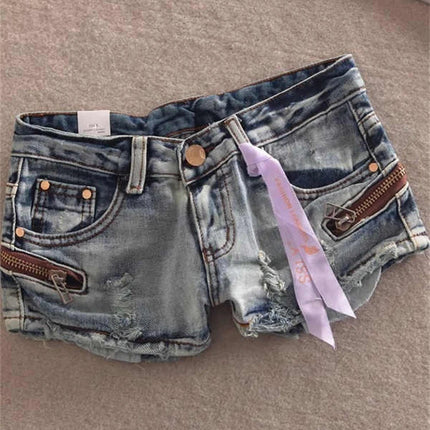 Summer Women Kpop Jean Shorts Abi Y2K 2000s Ripped Denim Hot Pants Grunge Gyaru Japanese American Retro Cyber Punk Harajuku Tide PlatiNum