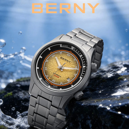 BERNY Titanium Diver Watches for Men 20ATM Super Luminous Automatic Mechanical Men's Dive Watch Sapphire Swim Diving Wristwatch