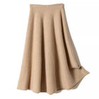 100% Pure Cashmere Over-The-Knee Mid-Length Knitted Skirt for Women, Autumn and Winter, 100% Pure Cashmere High-Waisted Slimming Base Umbrella Skirt, Thick for Commuting PlatiNum