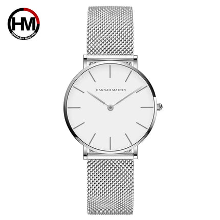 HANNAH MARTIN Movimento al quarzo giapponese in acciaio inossidabile di qualità del marchio Orologio Dropshipping da donna impermeabile da 36 mm in oro rosa completo platinumshop