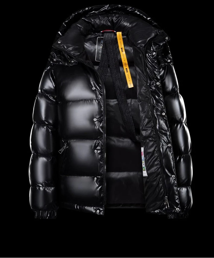 Prowow New men's white duck down down jacket with warm shiny surface short thick hooded jacket