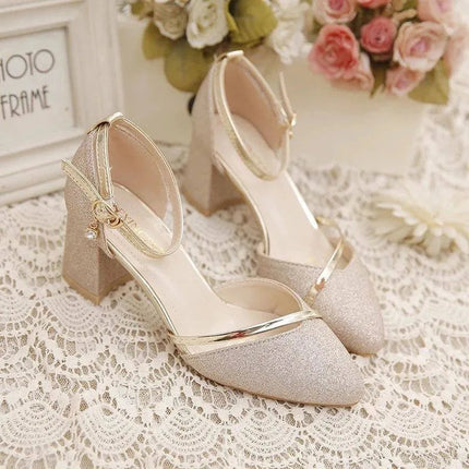Fashion Spring and Summer Black High-heeled Shoes Women's High-quality Silver Wedding High-heeled Shoes Women's Gold Party Pump PlatiNum