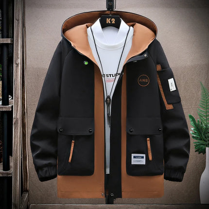 Windbreaker Regular Zipper Jacket 2023 Spring Men's Hooded Trend Printed Jacket Hip Hop Top Men's Low Price