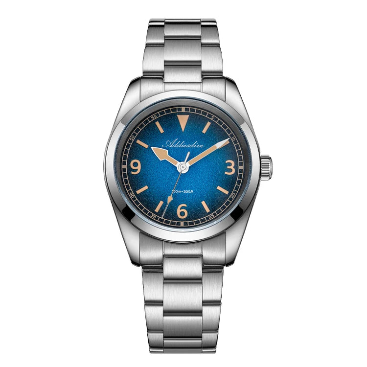 ADDIESDIVE New 36Mm Men's Quartz Watch Retro Dial Sapphire Glass 100M Waterproof Stainless Steel Night Light Retro Quartz Watch