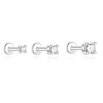 AIDE 1PC Sparkling Moissanite Piercing Stud Earrings 925 Sterling Silver Shining Circle Earring For Women Ear Bone Earring Jewel PlatiNum