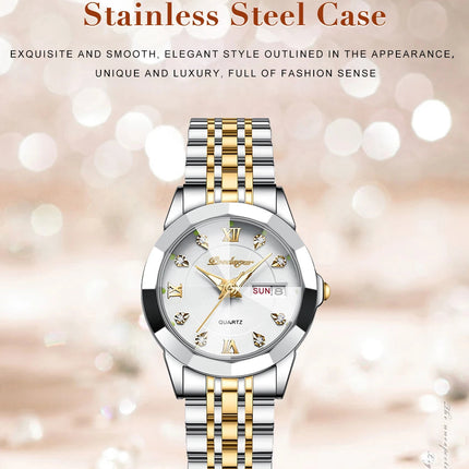 POEDAGAR orologi da donna di marca di lusso impermeabile luminoso data settimana orologio al quarzo per donna orologio da donna di moda in acciaio inossidabile platinumshop