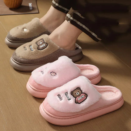 Thicken Warm Long Plush Slippers for Women Winter 2026 Chunky Platform Fluffy Furry Fur Slippers Couple Plus Size Indoor Shoes