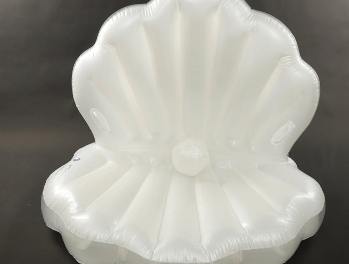 Galleggiante gonfiabile per piscina con conchiglia, lettino da spiaggia portatile in PVC da 120 * 120 * 120 cm, fila galleggiante con conchiglia per bambini adulti con palla di perle e 2 maniglie