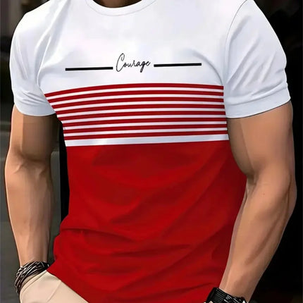 Oversized T-shirt Men's T-shirt Summer Fashion Casual Crew Neck Short Sleeve Top Striped Printed Men's T-shirt