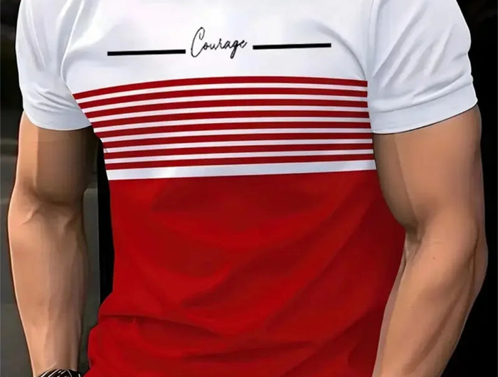 Oversized T-shirt Men's T-shirt Summer Fashion Casual Crew Neck Short Sleeve Top Striped Printed Men's T-shirt