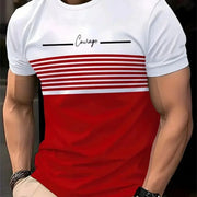 T-shirt oversize T-shirt da uomo Moda estiva Casual Girocollo Manica corta Top T-shirt da uomo stampata a righe