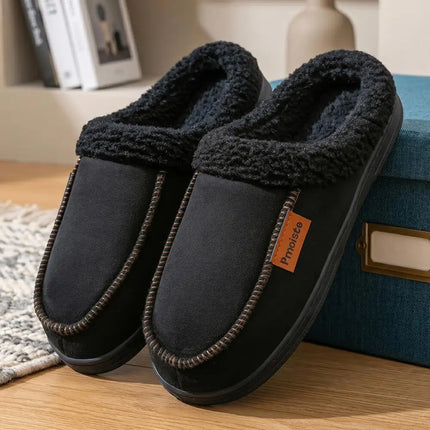 Winter New Men's Imitation Deer Skin Slippers TPR Bottom Warm and Comfortable Indoor Slippers Suitable for Home Wear anti Slip