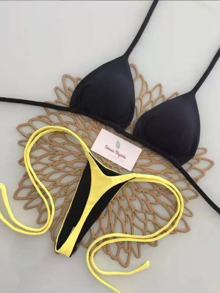 Micro Bikini Push Up Donna Costumi da Bagno 2026 Sexy Stampa Halter Bikini Set Brasiliano Biquini Push Up Abbigliamento da Spiaggia Femminile